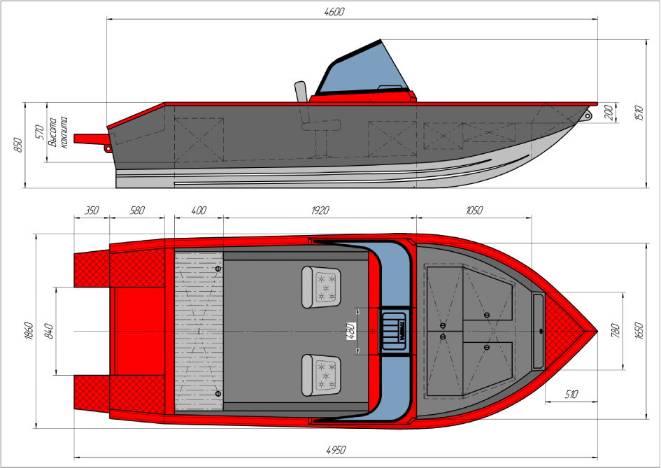 Алюминиевая лодка TRIERA 460 Fish Comfort с мотором PARSUN F60EFI